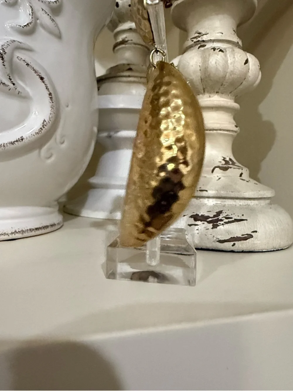 Vintage Gold Tone Hammered Statement Earrings